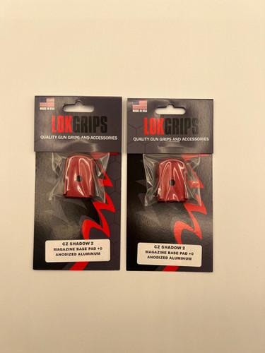 2PC SET OF CZ Shadow 2 Magazine Base Pads Aluminum +0 ANODIZED RED