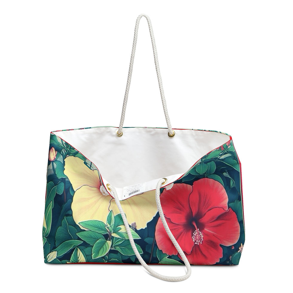Thumbnail: Vibrant Hibiscus Floral Weekender Bag | Beach Day Bag Tropical Tote