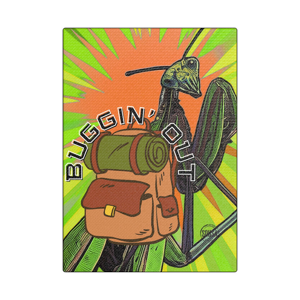 Buggin' Out Wall Decor, Praying Mantis Stretched Canvas Art, Children's Decor, Funny Insect Decor