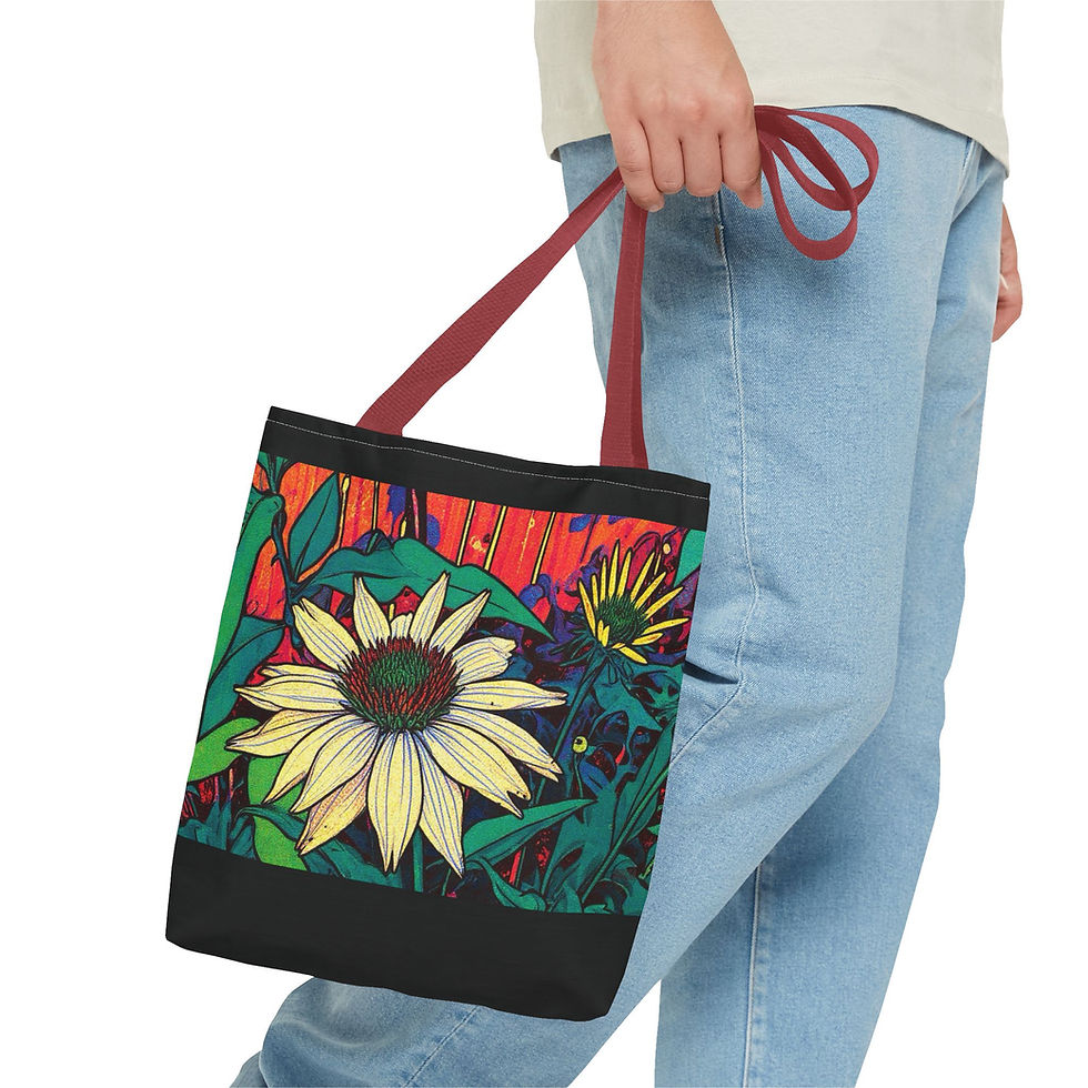 Thumbnail: Vibrant Coneflower Floral Tote Bag, Flower Shopping Bag, Eco Friendly Tote