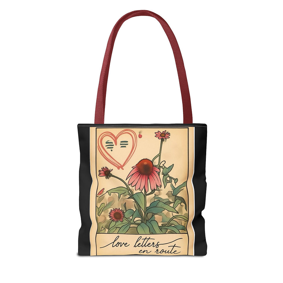 Thumbnail: Romantic Floral Love Letters Tote Bag, Reusable Shopping Bag, Bohemian Style 