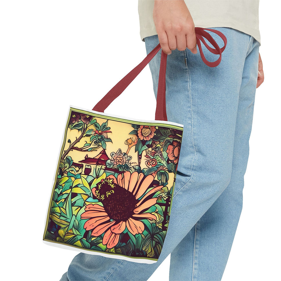 Thumbnail: Colorful Zinnia Floral Tote, Garden Lover Bag 
