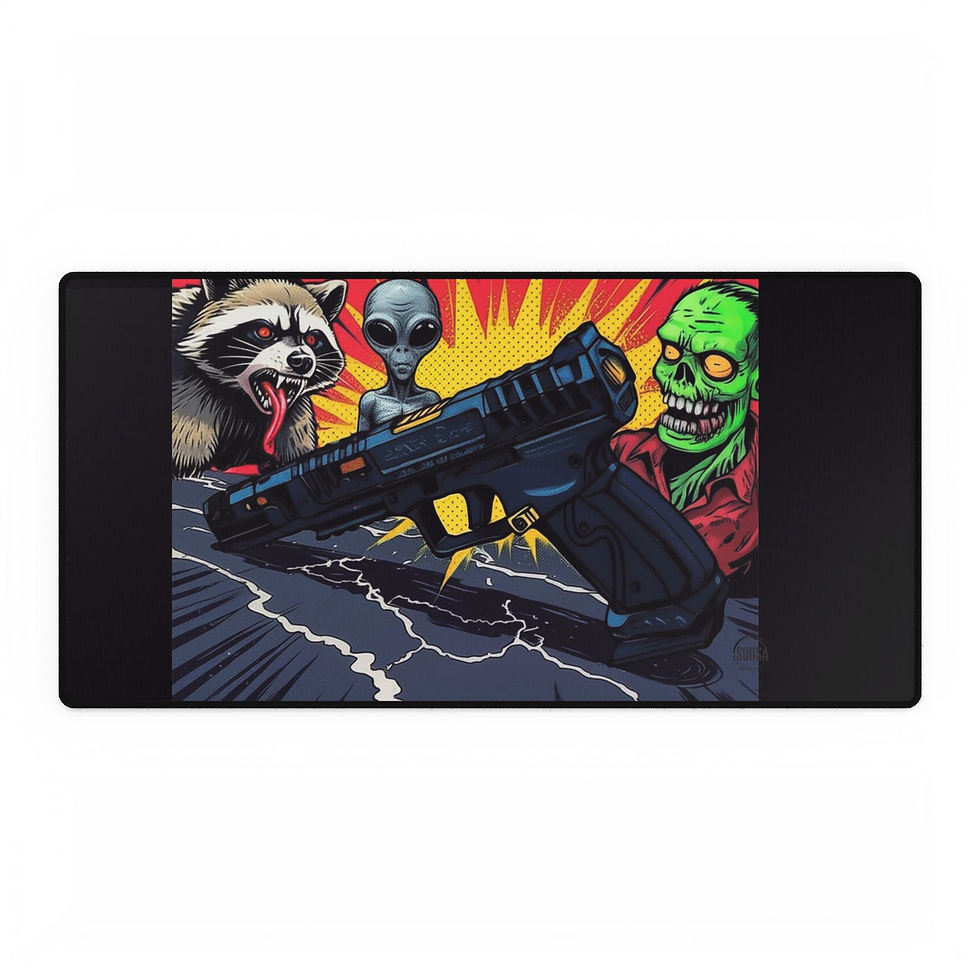 Canik Alien & Raccoon Desk Mat, Gaming Mousepad, Work Space Gift