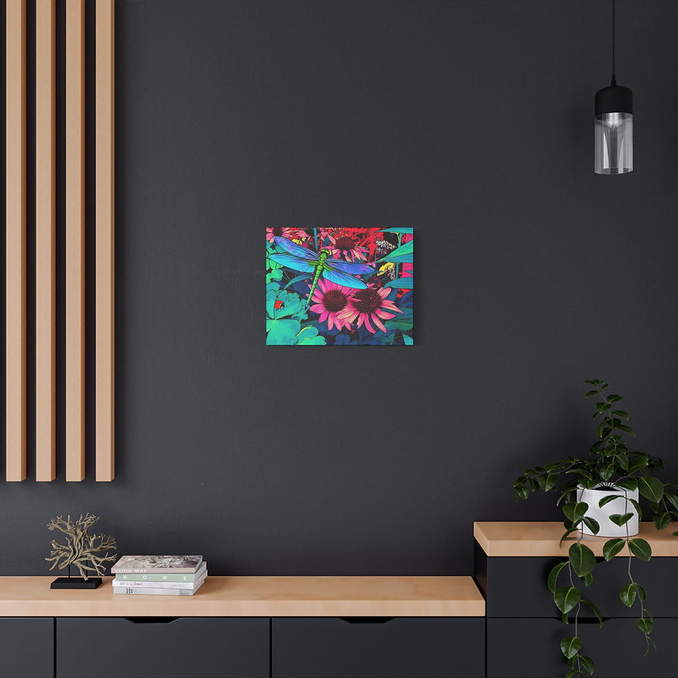 Thumbnail: Dragonfly Conflower Print Canvas Wall Art, Home Decor, Floral Art, Nature Gift