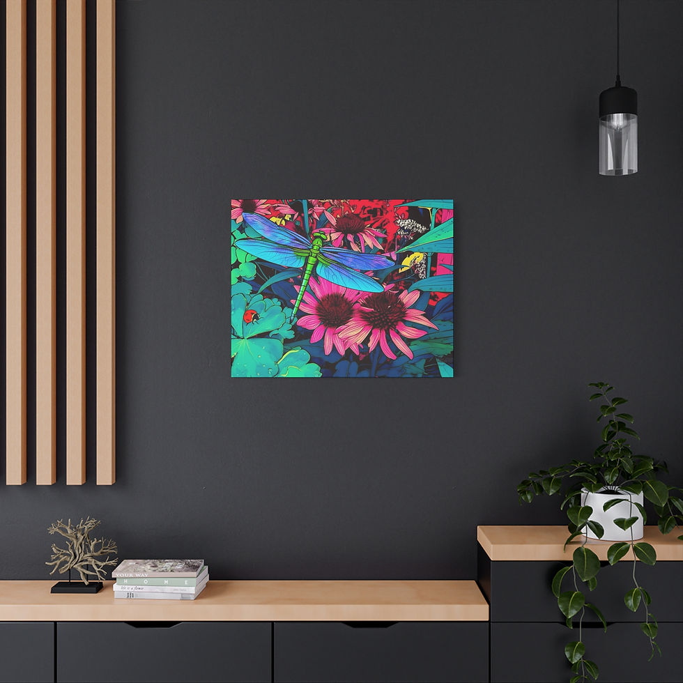 Thumbnail: Dragonfly Conflower Print Canvas Wall Art, Home Decor, Floral Art, Nature Gift