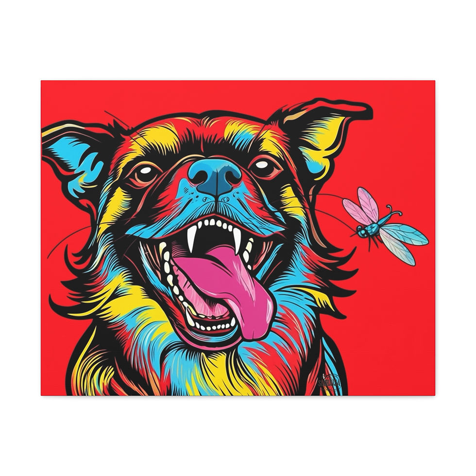 Thumbnail: Vibrant Dog Canvas Artwork, Pet Lover Gift, Colorful Wall Art, Happy Dog Canvas