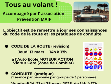 MARS 2025 : Tous au volant ! (Gratuit)
