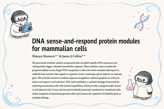 Article page titled DNA sense-and-respond protein modules for mammalian cells by Shimyn Slomovic and James J Collins.