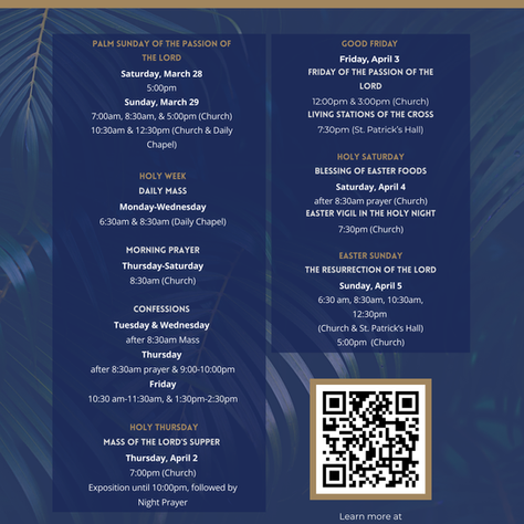HOLY WEEK DATES & TIMES 
