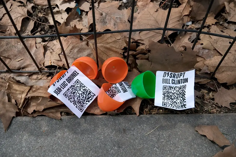 The nontraditional plastic Easter eggs held QR codes to Epstein files. Luiz C. Ribeiro for NY Post