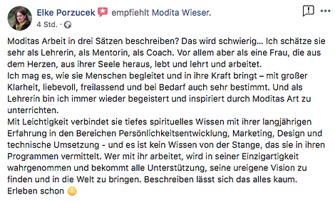 FB Testimonial Bewertung - Elke Porzucek