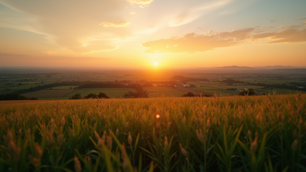 Vista panorámica de campos agrícolas en Moca al atardecer