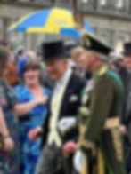 King Charles meeting garden party guests. Luke Vines