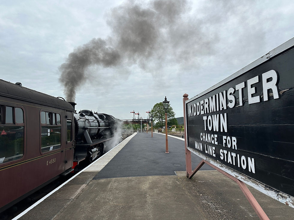 The new platform in service as Stanier Mogul 13268 departs.