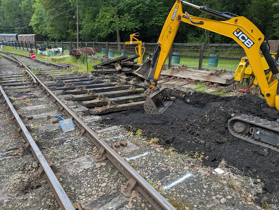 Replacement of life-expired sleepers in headshunt two at Highley. Brent Cleeton