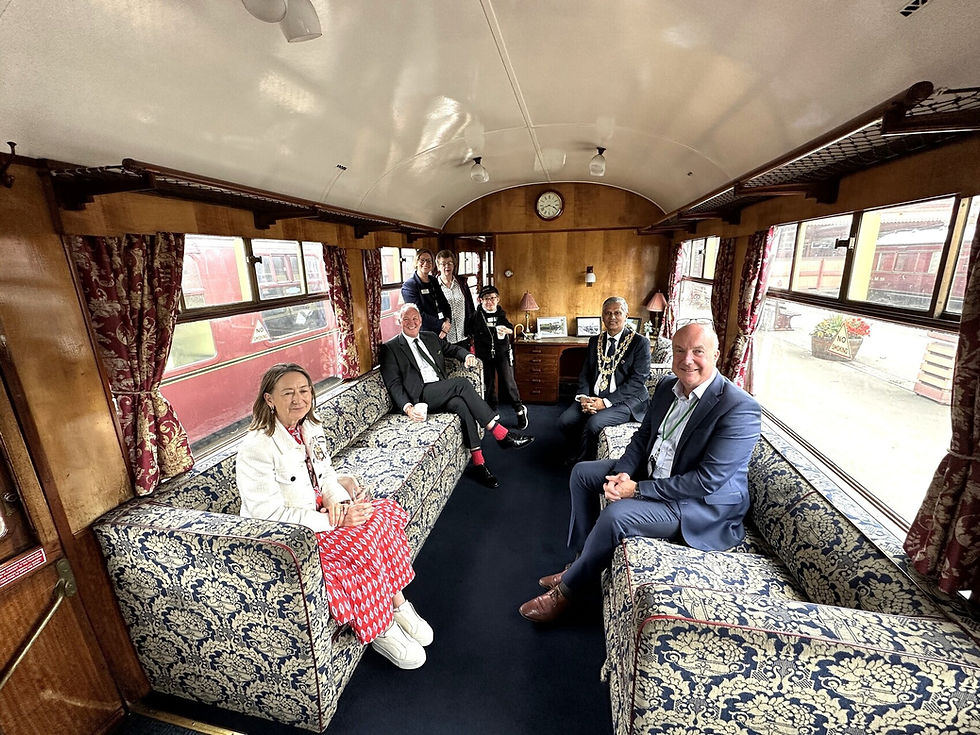 Visitors and volunteers relax in the SVR's luxurious observation saloon - Keith Wilkinson