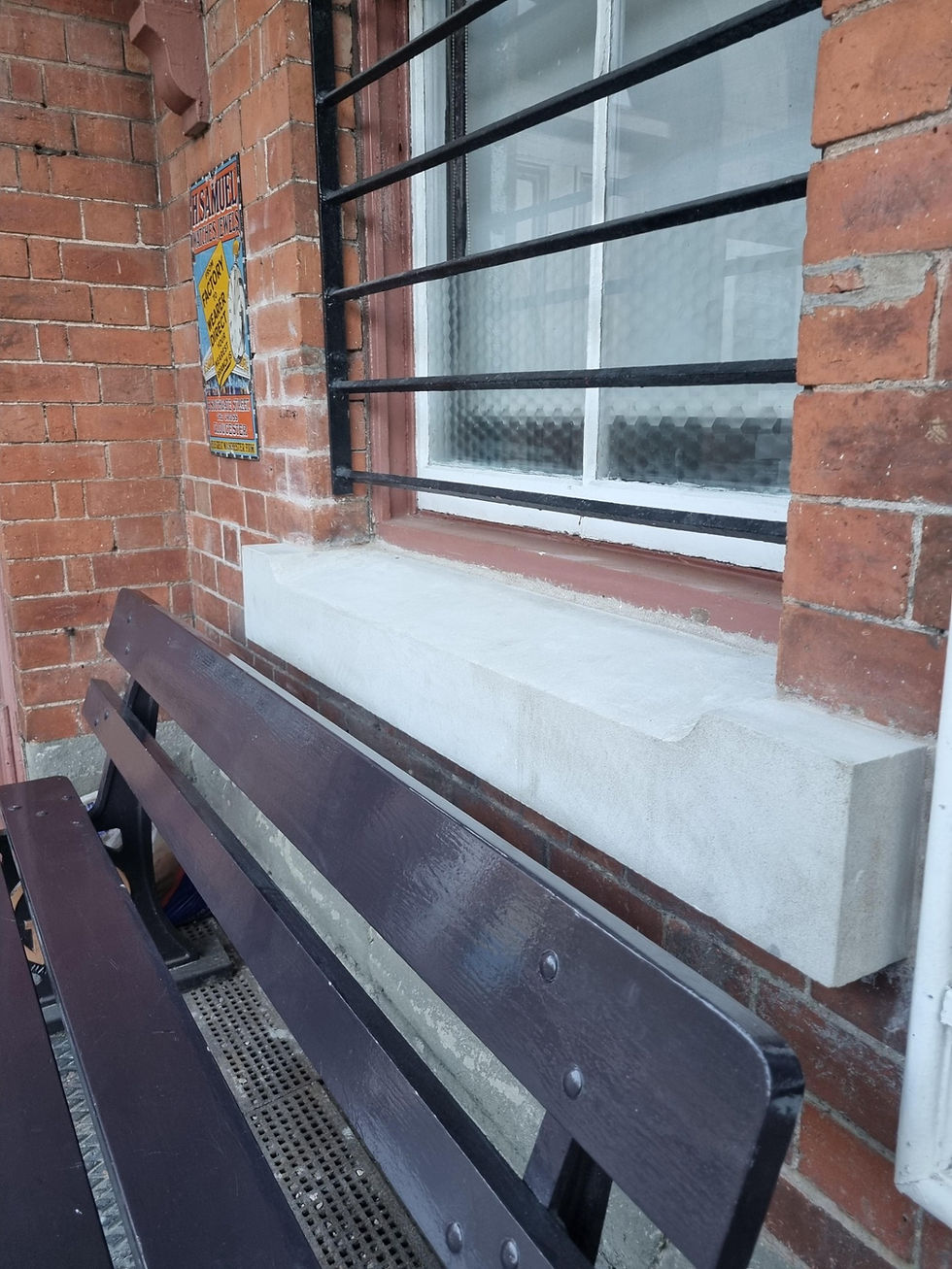 New stone window sill. James Pearson