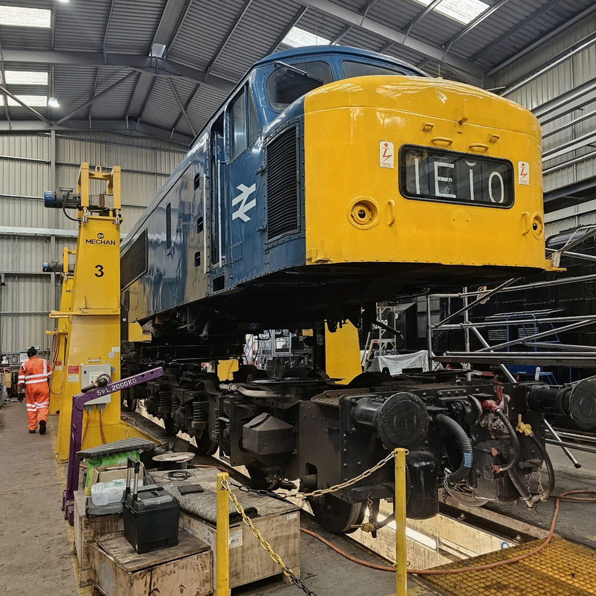 46045 lifted using the Mechan jacks at the TMD. Mike Kerry