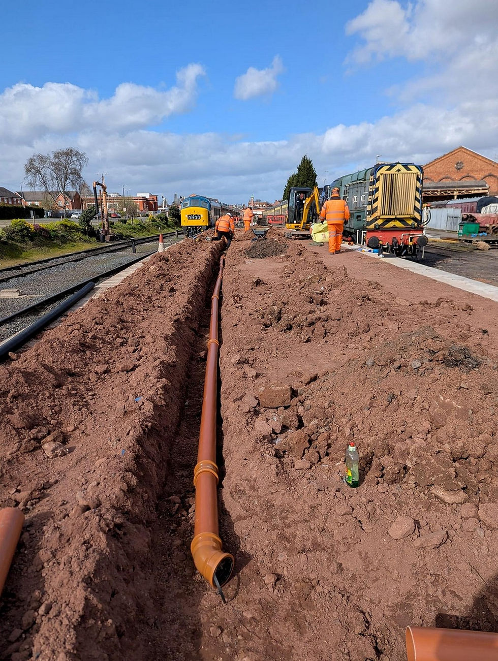 Drainage being installed on the Kidderminster Platform extension. Brent Cleeton