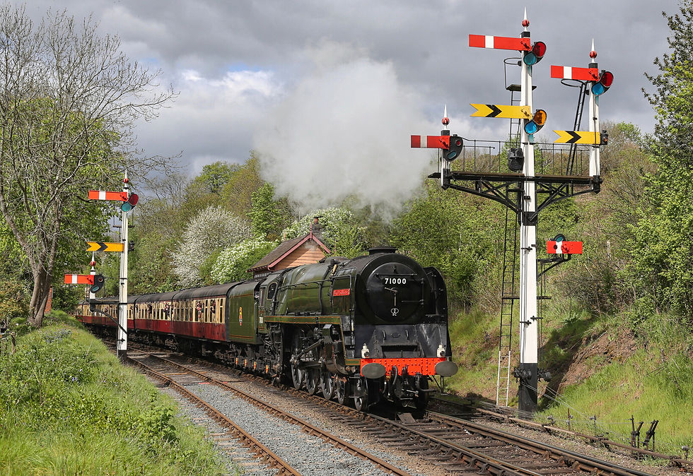 71000 'Duke of Gloucester' passes the signals at Bewdley South on the way to Kidderminster