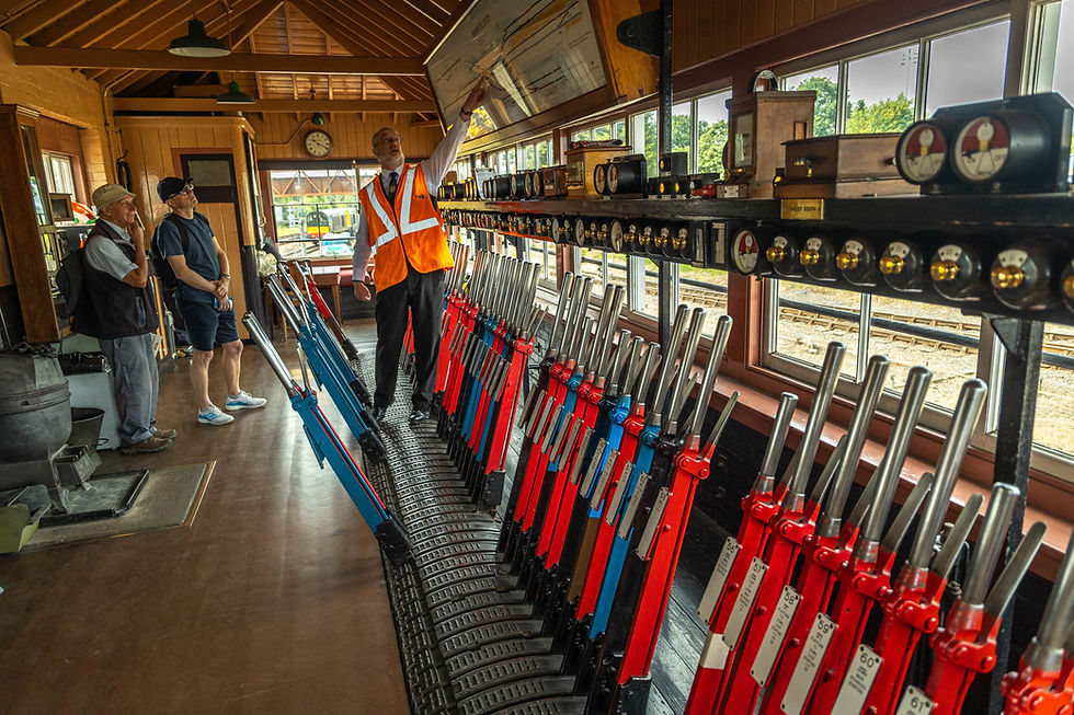 Explaining the workings of Kidderminster signal box at Open House weekend 2024. ANTHONY CARWITHEN