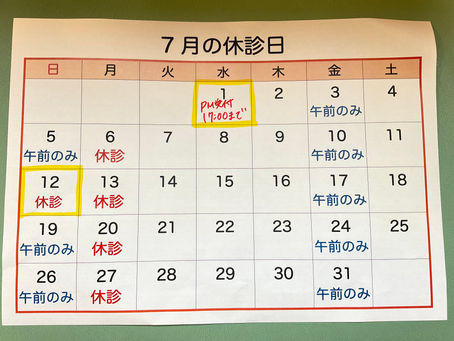 7月の診療予定について