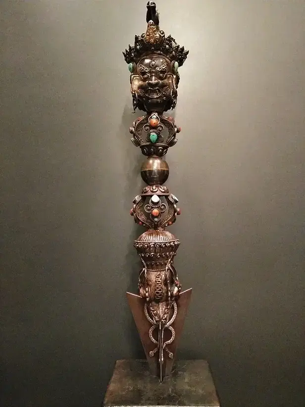 Ancient Silver Hayagriva Phurba, Tibet // 古銀馬頭明王金剛橛, 西藏