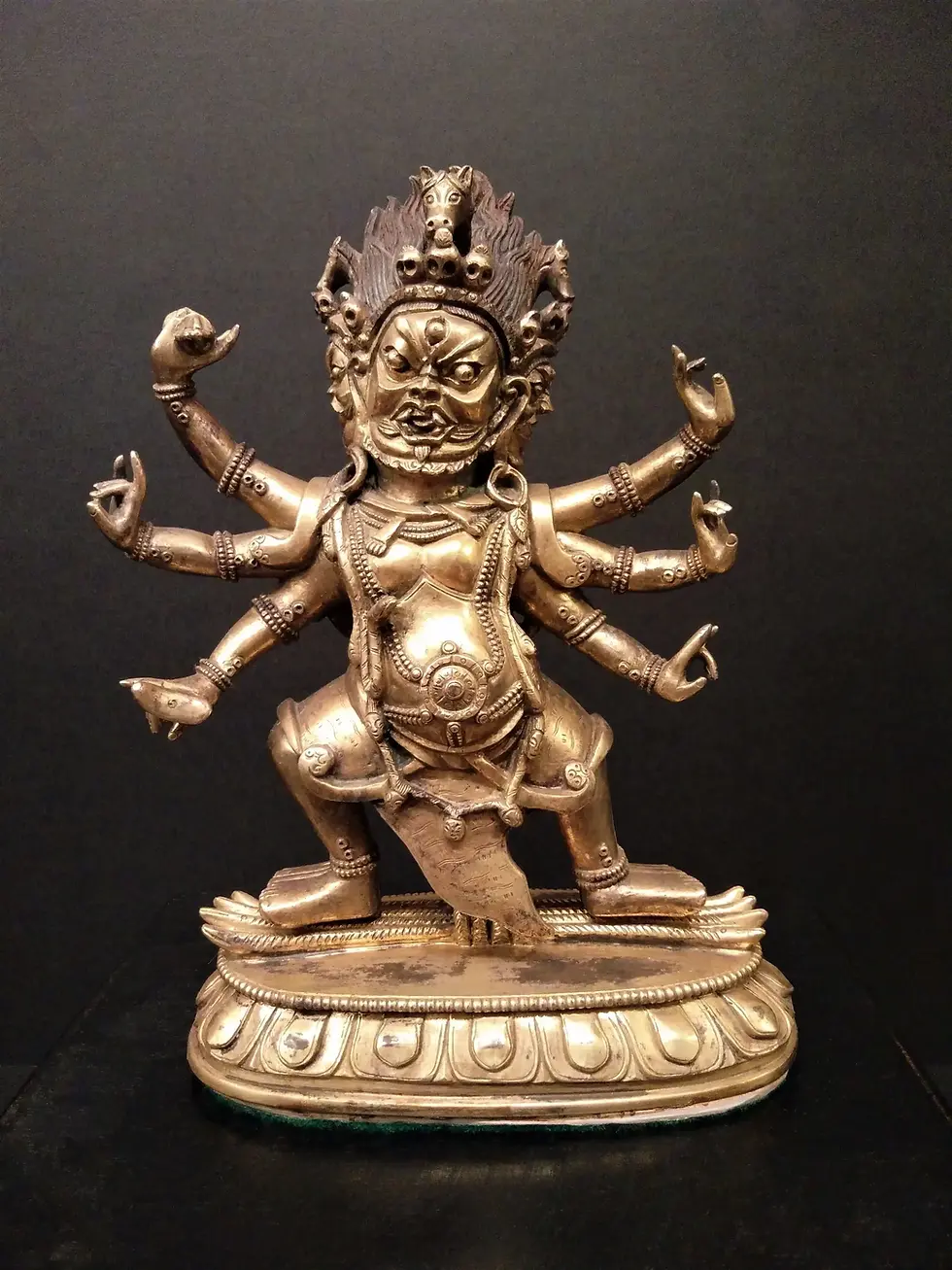 Gilled Copper Six Armed Hayagriva Buddha, Tibet // 銅鎏金三面六臂馬頭金剛明王護法神, 西藏