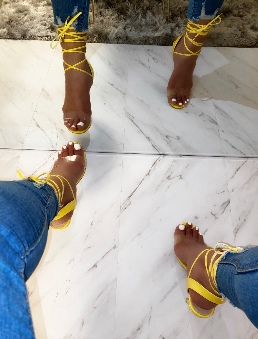 yellow heels lace up