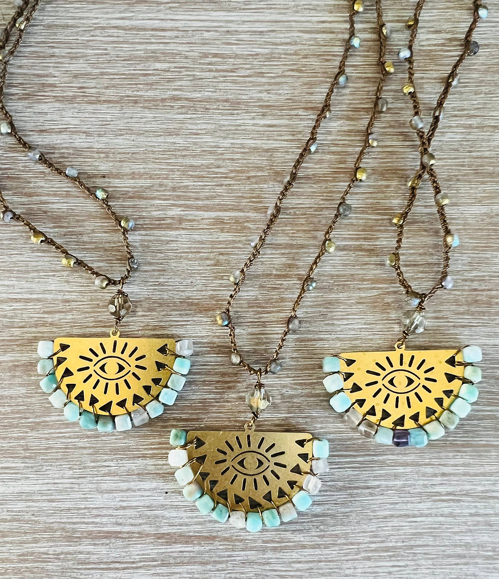 Thumbnail: Eye Of Protection Necklace With Amazonite Stones