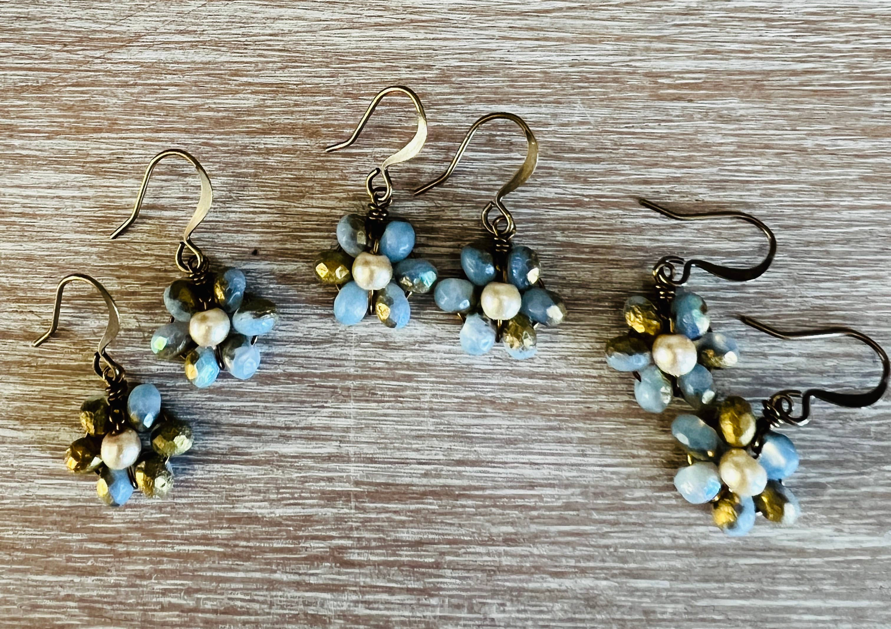 Beach Bloom Earrings In Golden Cornflower