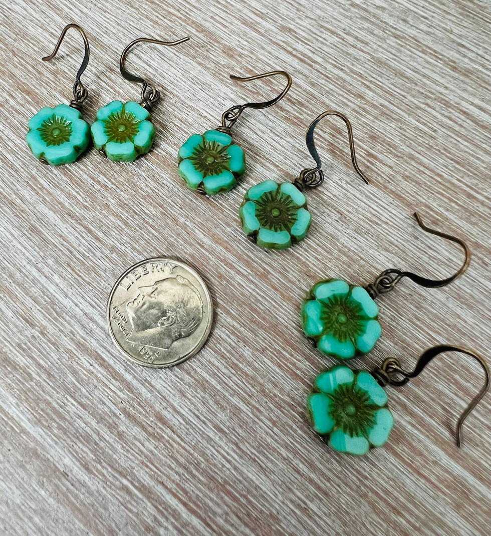 Thumbnail: Turquoise Glass Flower Earrings