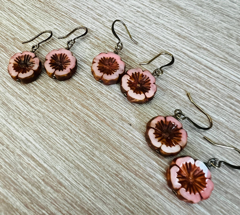 Thumbnail: Sunset Pink Crystal Flower Vintage Flora Earrings