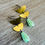 Thumbnail: Double Half Moon Earrings With Mint Crystal Drop