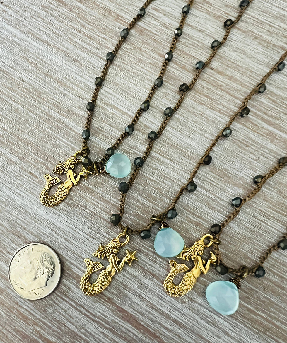 Thumbnail: Starry Night Mermaid Beach Necklace And Chalcedony Drop