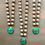 Thumbnail: Teal Shimmer Golden Dragonfly Necklace with Glass Pearls