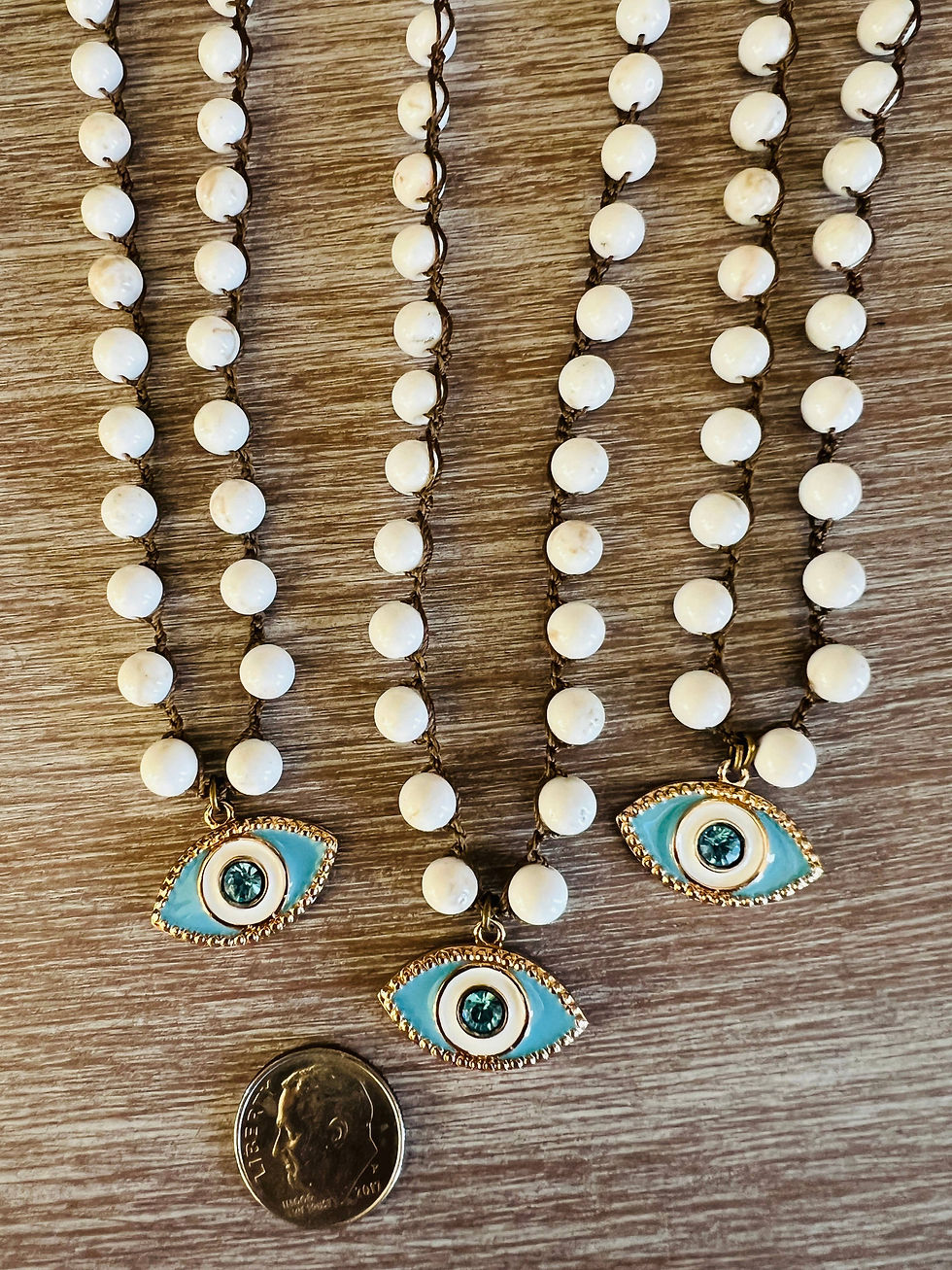 Thumbnail: Enameled Eye Of Protection Necklace With Magnesite Stones