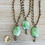 Thumbnail: Victorian Green Aventurine Stone Drop Vintage Style Necklace
