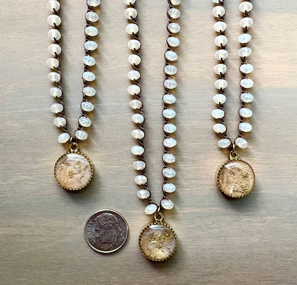 Thumbnail: Champagne Bubble Handmade Portal Pendant Crocheted Necklace