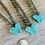 Thumbnail: Turquoise Butterfly Necklace Crocheted With Czech Crystal