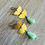 Thumbnail: Double Half Moon Earrings With Mint Crystal Drop