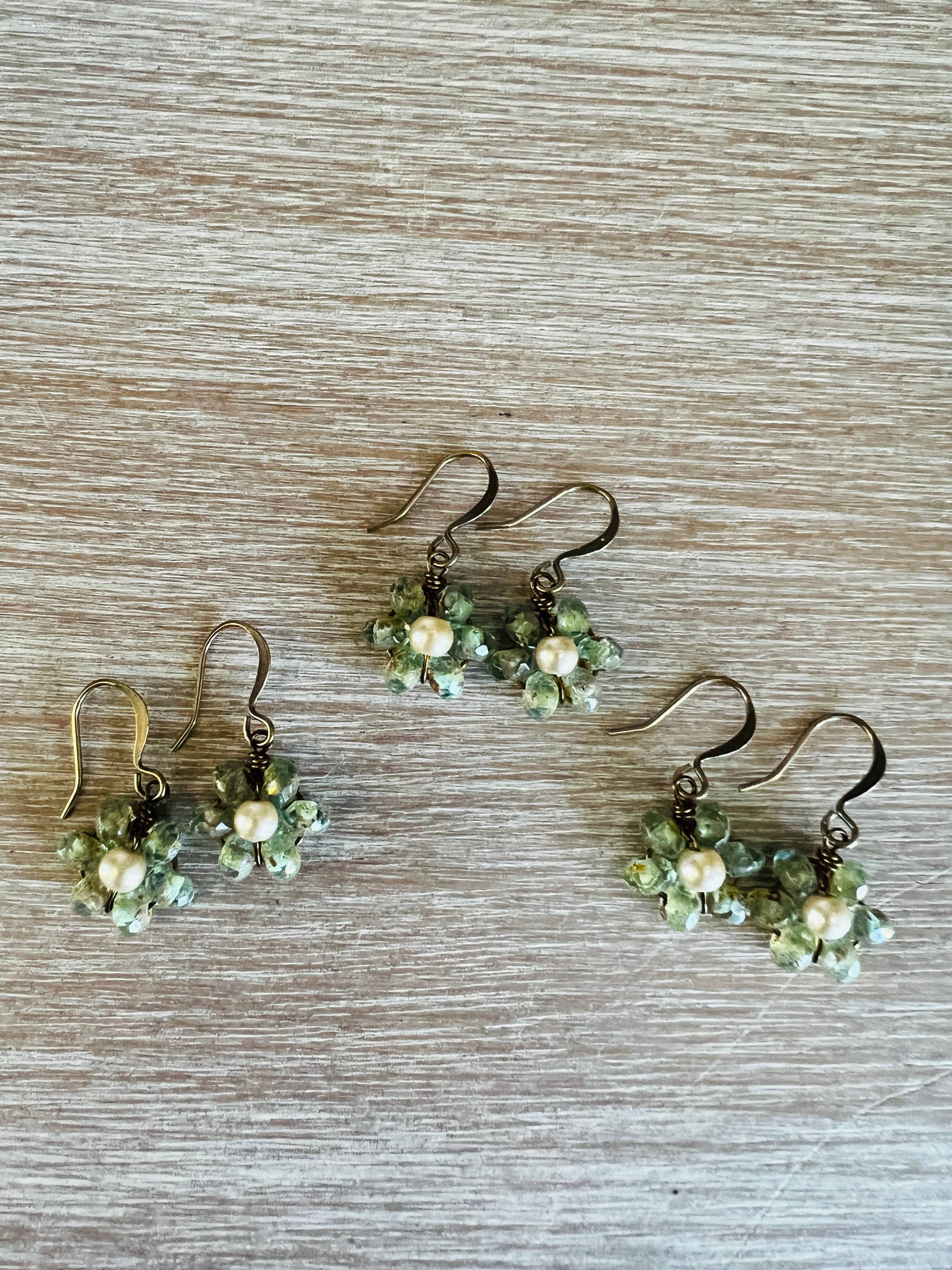 Beach Bloom Crystal Earrings In Celery Green