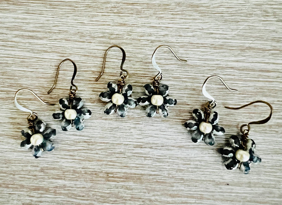 Thumbnail: Beach Bloom Flower Earrings in Navy Blue