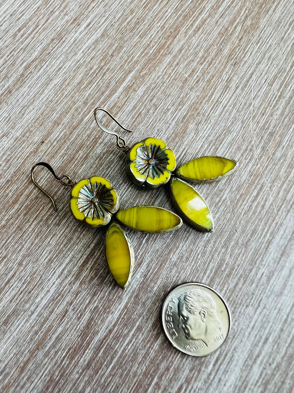 Thumbnail: Vintage Flora Crystal Flower Earrings In Sunshine Yellow