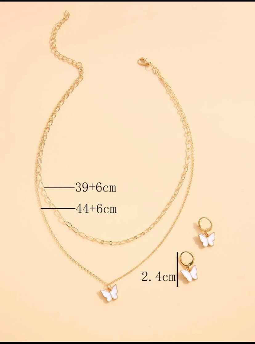 Thumbnail: White butterfly necklace set