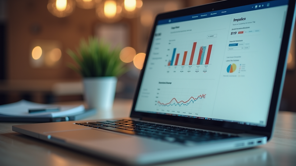 Close-up of a laptop screen showing influencer marketing analytics