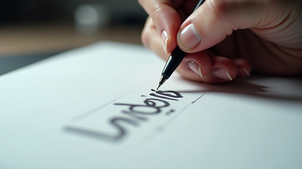 Close-up view of a designer sketching logo ideas on paper