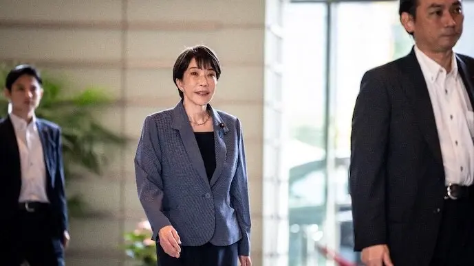 Japan's PM Sanae Takaichi at the Prime Minister's office in Tokyo