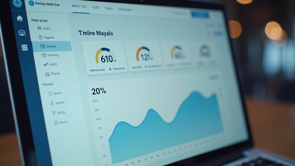 High angle view of a digital marketing dashboard showing ROI metrics
