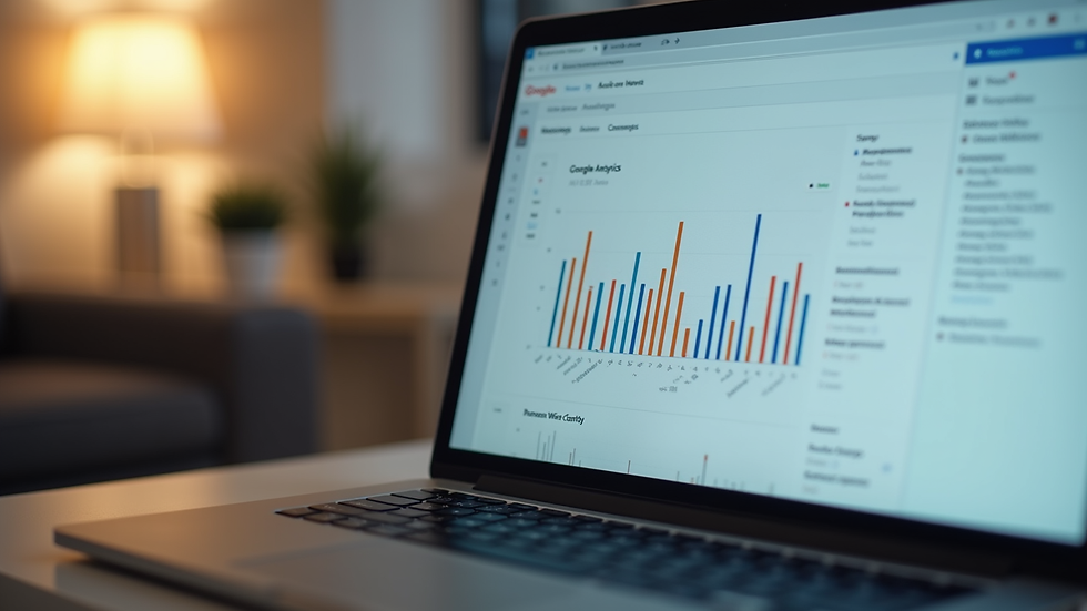 Close-up view of a computer screen showing Google Analytics dashboard